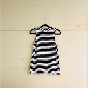 Navy and white stripes mock turtleneck